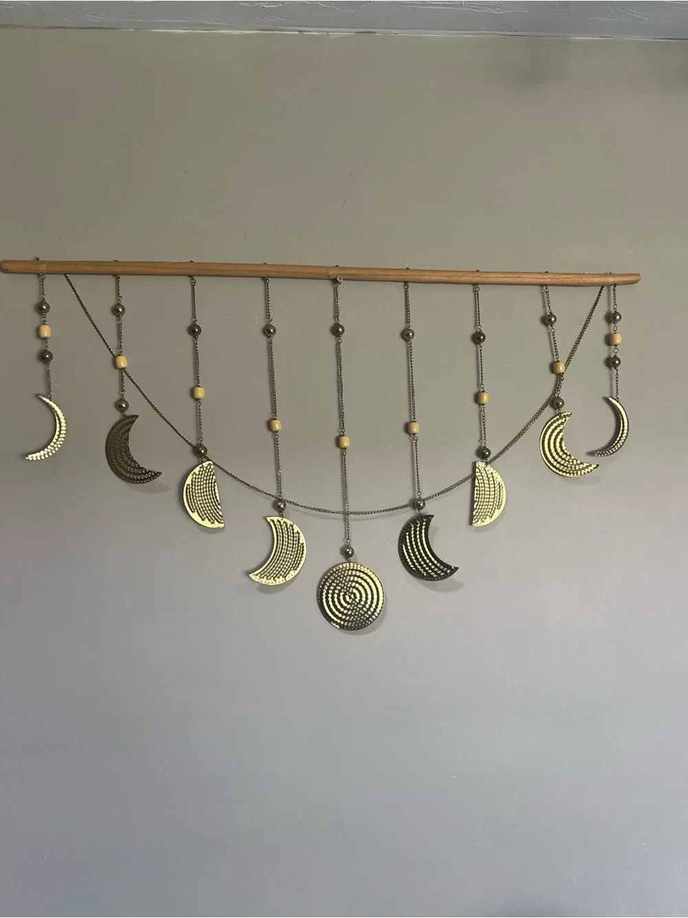 Bohemian Gold Moon Phase Hanging Wall Decor 3 feet